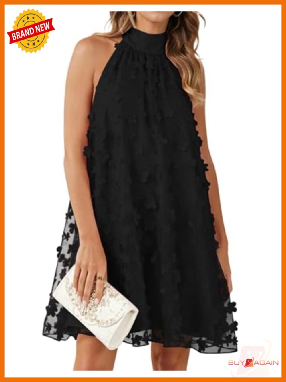 Womens Halter Floral Tulle Mini Dress A-Line Sleeveless Cocktail Party